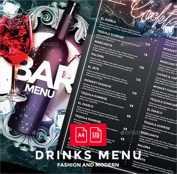 Drink Menu Template 21+ Free PSD, EPS, AI, Vector Format Download