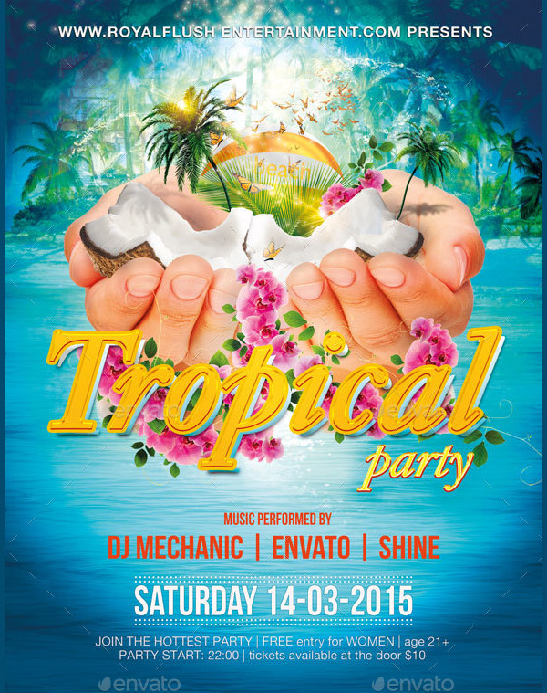 Tropical Beach Party Free Psd Flyer Template Freebiedesign My Xxx Hot Girl