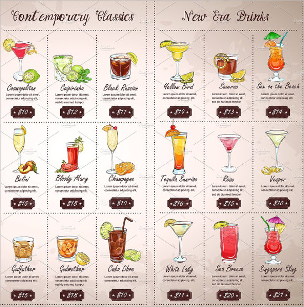 21+ Cocktail Menu Templates - Free & Premium Download
