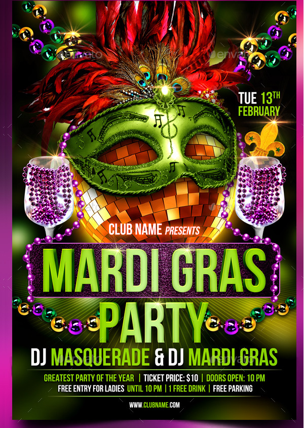 27  Mardi Gras Party Flyer Templates Free Premium Download